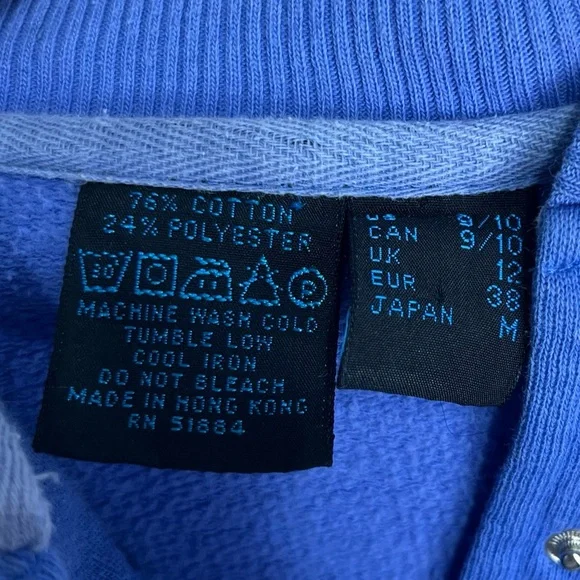 Vintage 85 Patagonia Womens 9 10 Sweatshirt Henley Snap Crew Pullover Indigo Top - Picture 8 of 16